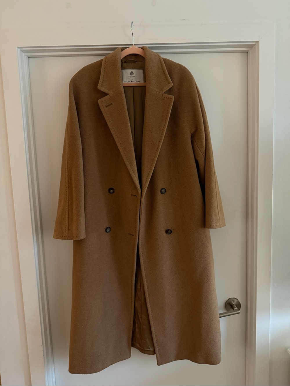 Babaton Double-Breasted Trench Coat in Camel